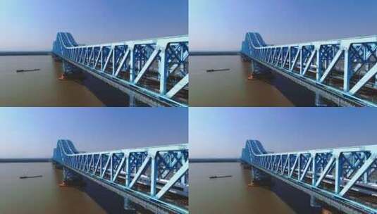 南京大胜关大桥高铁航拍高清在线视频素材下载