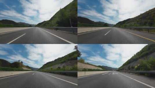 实拍开车自己行驶在公路上  开车第一视角高清在线视频素材下载