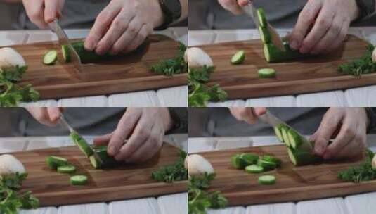 切黄瓜蔬菜高清在线视频素材下载