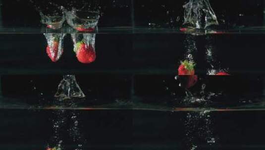 草莓入水高清在线视频素材下载