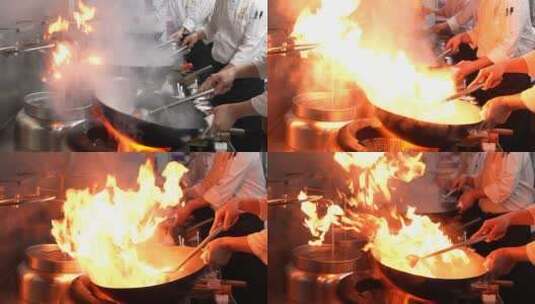大厨做饭铁锅炒菜高清在线视频素材下载