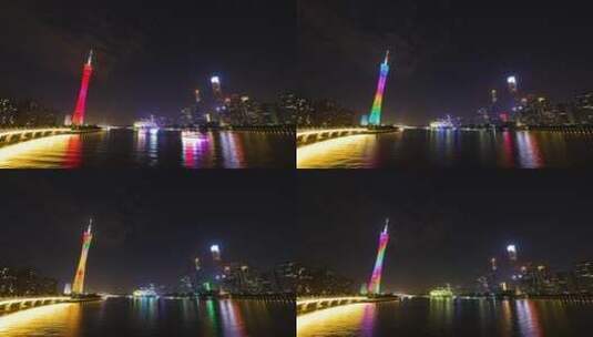 珠江两岸广州塔和珠江新城延时高清在线视频素材下载