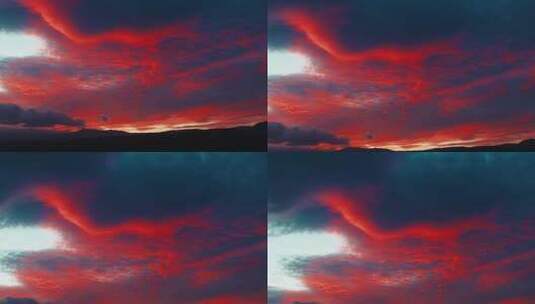 天空中的红色晚霞高清在线视频素材下载