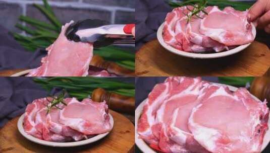 猪大排 生鲜 猪排视频高清在线视频素材下载