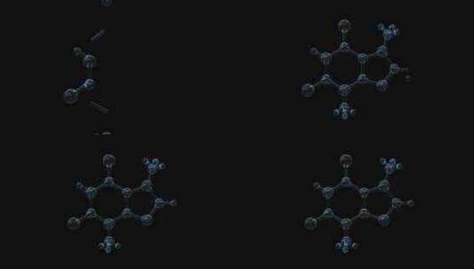 黑色背景下的分子结构组装高清在线视频素材下载