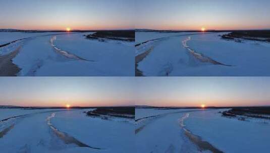 寒冬不冻河雪景视频素材高清在线视频素材下载