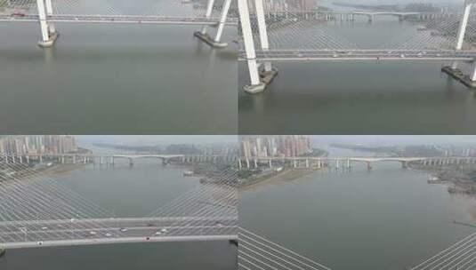 福州魁浦大桥飞越桥面航拍高清高清在线视频素材下载