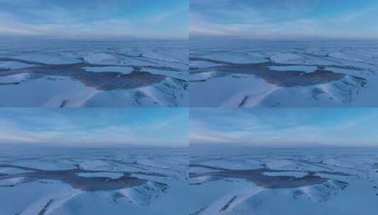 航拍冰雪覆盖的田野高清在线视频素材下载