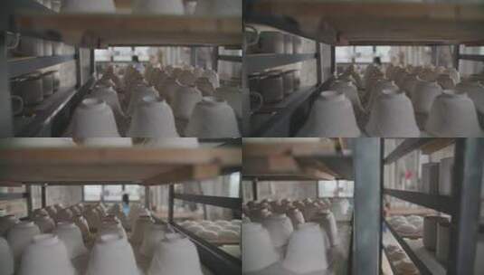景德镇陶瓷工厂生产酒具茶杯坯子瓷器瓷窑高清在线视频素材下载
