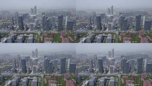4k 航拍南京河西新城CBD建筑景观高清在线视频素材下载