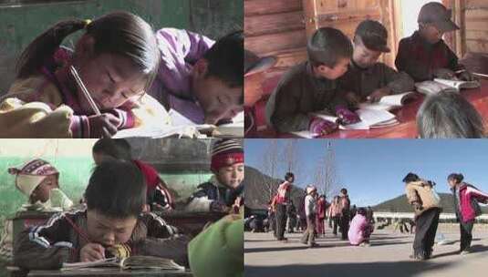 贫困山区留守儿童高清在线视频素材下载