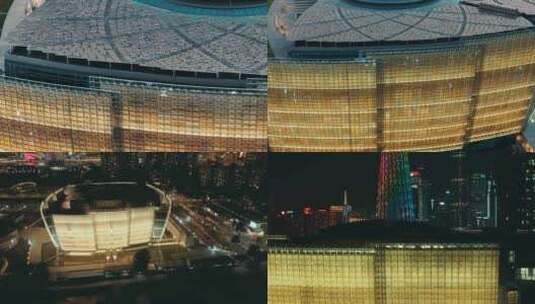 广州新地标新美术馆绝美夜景航拍高清4K视频高清在线视频素材下载