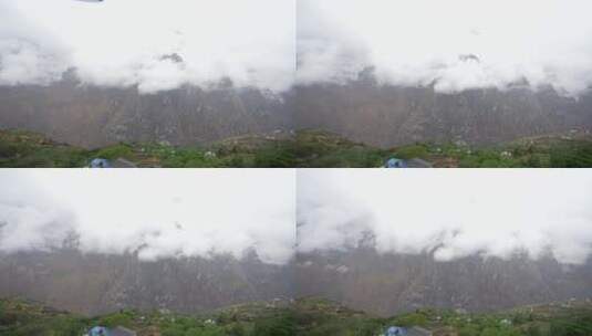 虎跳峡大峡谷云雾高山雪山云朵云海延时航拍高清在线视频素材下载