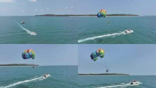 涠洲岛拖拽伞航拍高清在线视频素材下载