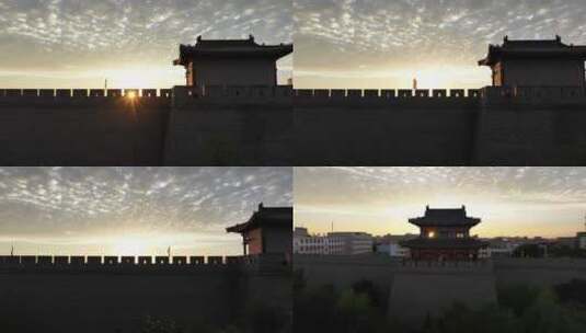 盐池夕阳城墙高清在线视频素材下载
