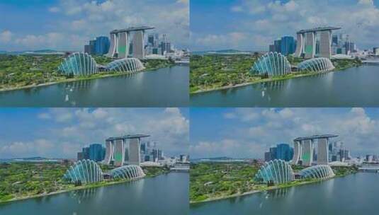 日景航拍新加坡金融商务区高清在线视频素材下载