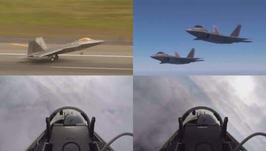 美国军用战斗机动作飞机F22高清在线视频素材下载