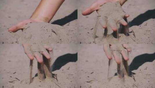 沙子从一个人的手中缓慢落下高清在线视频素材下载