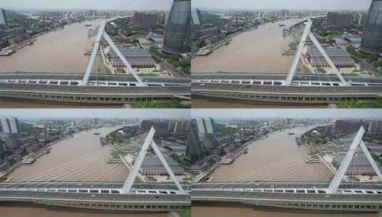 浙江宁波外滩大桥桥梁交通航拍高清在线视频素材下载