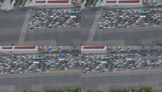 城市大道拥堵交通航拍高清在线视频素材下载