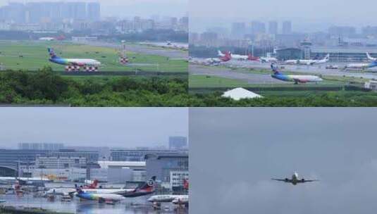 深圳宝安机场起飞的中州航空飞机高清在线视频素材下载