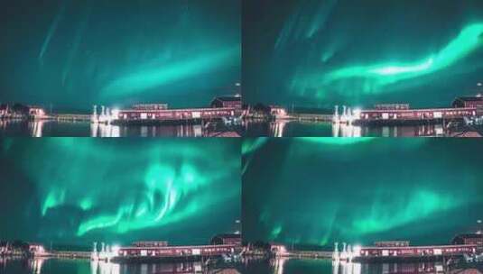 北极光绿光星空夜空美景时间流逝高清在线视频素材下载