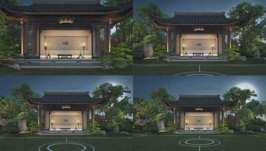 传统中式园林江南凉亭三维动画高清在线视频素材下载