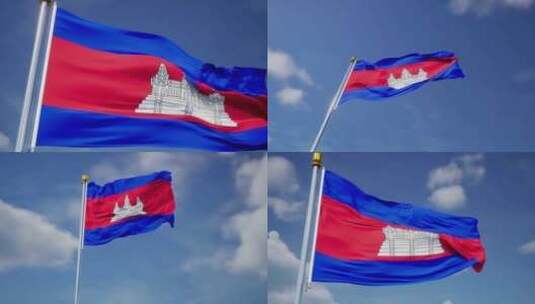 柬埔寨旗帜高清在线视频素材下载