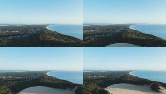 从高空无人机俯瞰澳大利亚昆士兰州弗雷泽岛的卡罗沙尘高清在线视频素材下载