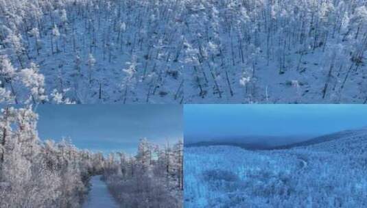 航拍林海雪原雾凇4k合集高清在线视频素材下载