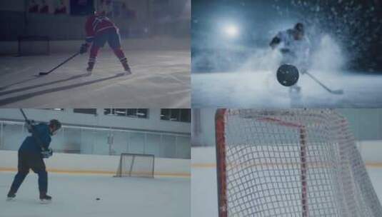 【合集】运动员练习冰球射门高清在线视频素材下载