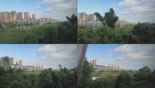 高铁快速行驶窗外风景实拍高清在线视频素材下载