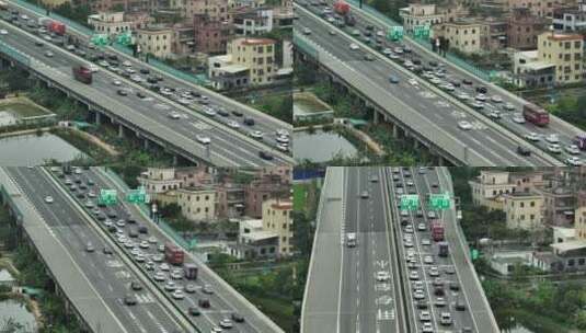 航拍高架桥交通堵车高清在线视频素材下载