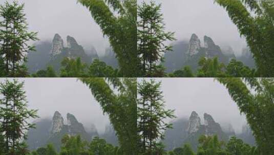 农村下雨雨景远山云雾雨季小雨高清在线视频素材下载