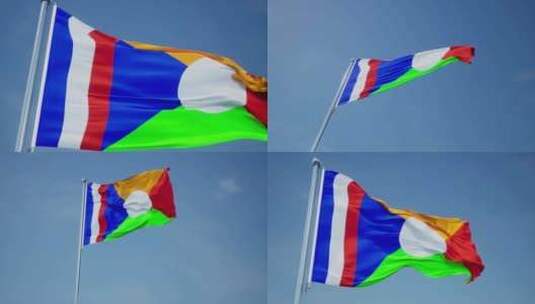 留尼汪岛旗帜高清在线视频素材下载