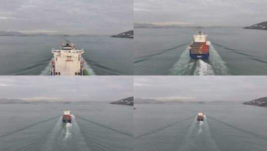 香港东博寮海峡货轮航拍高清在线视频素材下载