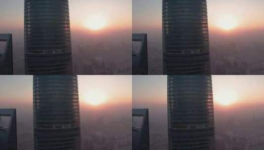 航拍 上海中心 日出高清在线视频素材下载