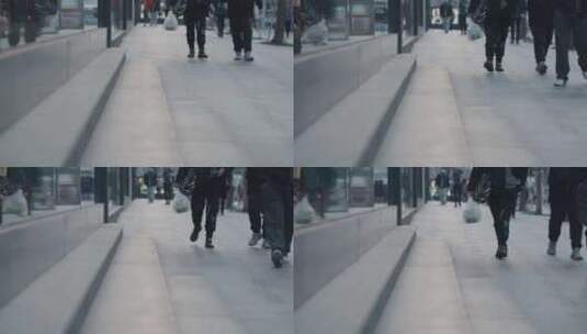 路人行人在地面走路脚步人流量高清在线视频素材下载