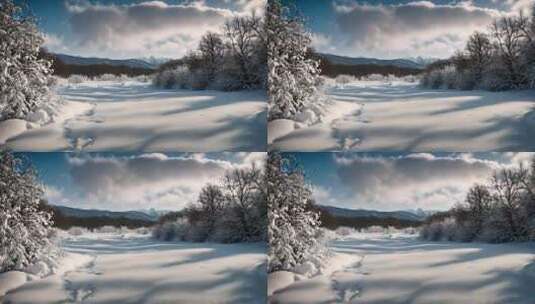 冬天雪地特写雪天风景下雪风光唯美冬季雪景高清在线视频素材下载