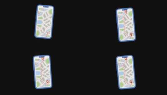 手机智能地图导航卡通动画高清在线视频素材下载