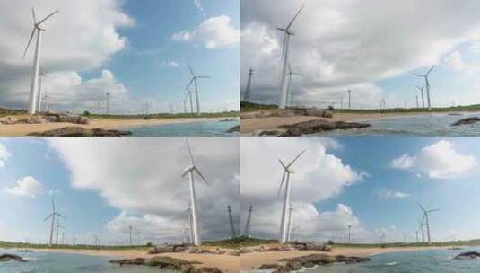 海边风车群延时8K高清在线视频素材下载