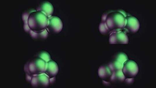 黑色背景上脉动的绿色和紫色球体的抽象球体高清在线视频素材下载