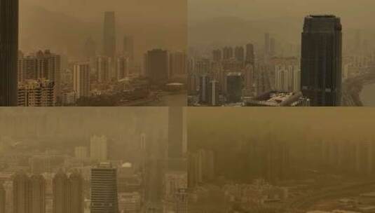 城市雾霾沙尘天气高清在线视频素材下载