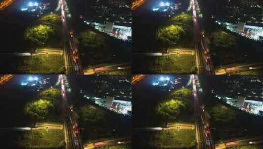 杭州钱塘新区下沙立交桥绕城高速夜晚延时高清在线视频素材下载