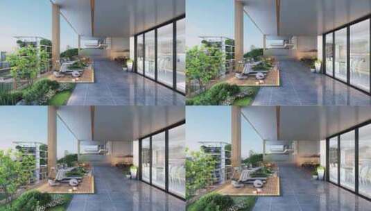 第四代住宅空中庭院三维效果高清在线视频素材下载