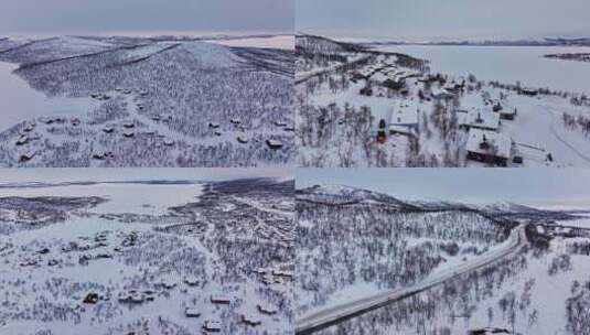 航拍芬兰北极圈童话般雪景高清在线视频素材下载