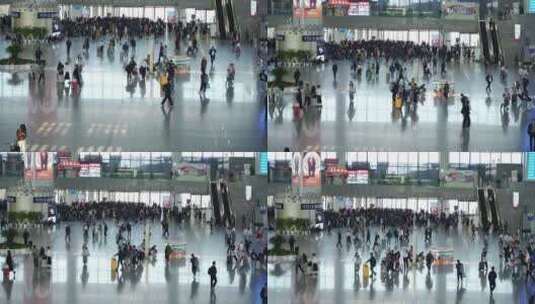 南京南高铁站人群与行李的行进高清在线视频素材下载
