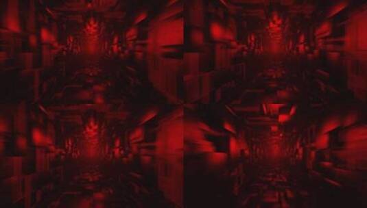 红色方形科幻隧道空间高清在线视频素材下载