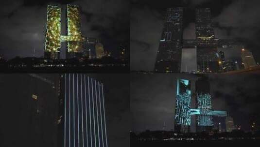 迪拜地标OneZaabeel酒店灯光秀摩天大楼夜景高清在线视频素材下载
