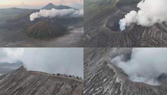 印尼布罗莫火山群全景高清航拍高清在线视频素材下载